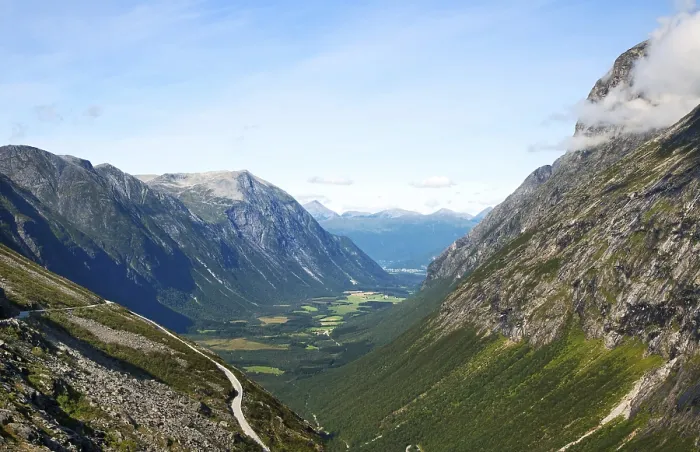 Framed Print : The top view on a valley in mountains of Norway