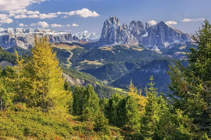 Framed Print : View of the valley with Sella Group 3152m Framed Print : View of the valley with Sella Group 3152m