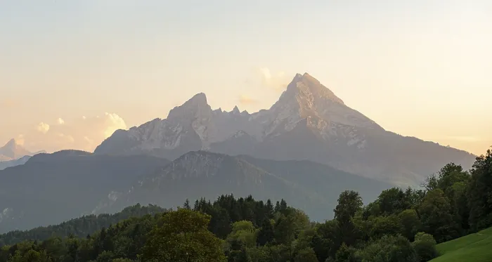 Framed Print : View of the Watzmann from the high valley at sunset
