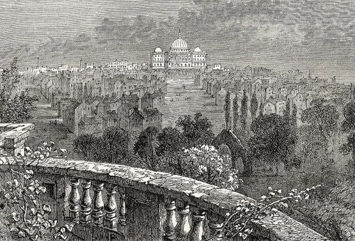 Framed Print : View from the White House to the original Capitol building completed in 1800
