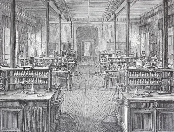Framed Print : View of a workroom in the chemistry laboratory of the University of Leipzig