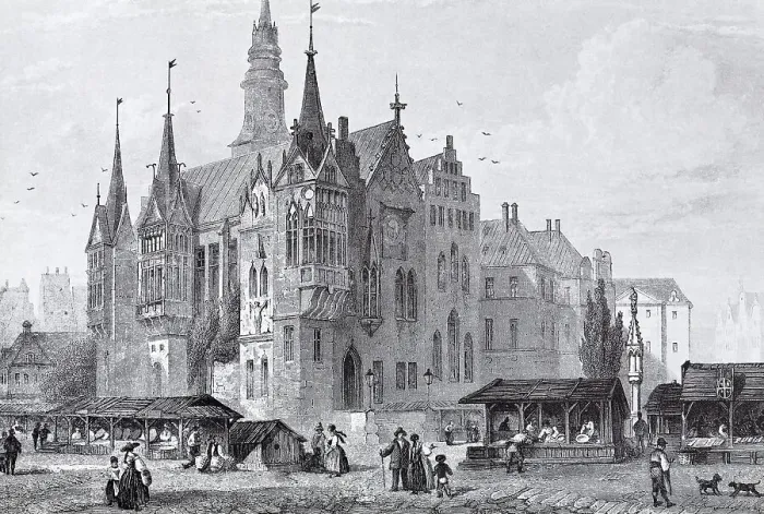 Framed Print : View of WrocNaw, town hall, about 1860