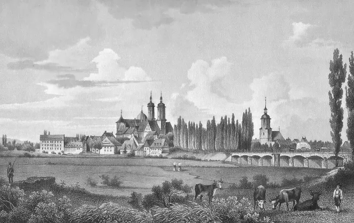 Framed Print : View of Wurzen in Saxony in 1850 Framed Print : View of Wurzen in Saxony in 1850