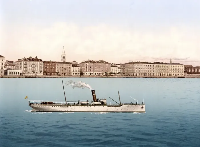 Framed Print : View of Zara, now Zadar, from the sea, Dalmatia, Austro-Hungary, Austro-Hungarian Empire, Austrian-Hungarian Monarchy, today Croatia, Historical, around 1900, digitally restored reproduction from a 19th century original View of Zara, now Zadar