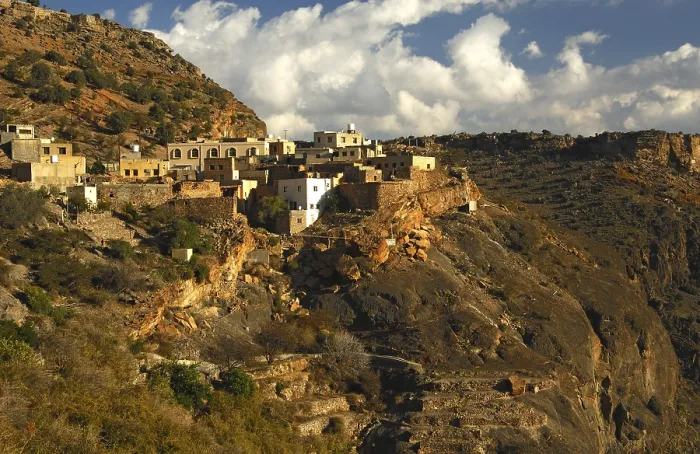 Framed Print : The village of Al Aqor on the upper level of the Saiq Plateau Framed Print : The village of Al Aqor on the upper level of the Saiq Plateau