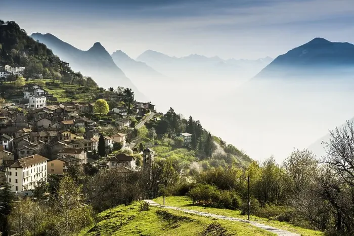 Framed Print : Village of Bre, Monte Bre, Lugano