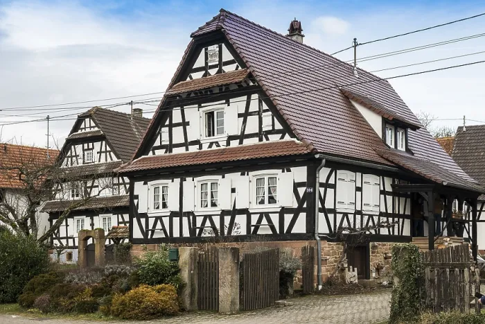 Framed Print : Village made entirely of half-timbered houses