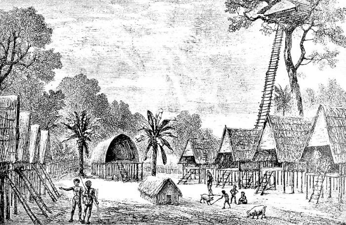 Framed Print : Village on the island of New Guinea Framed Print : Village on the island of New Guinea