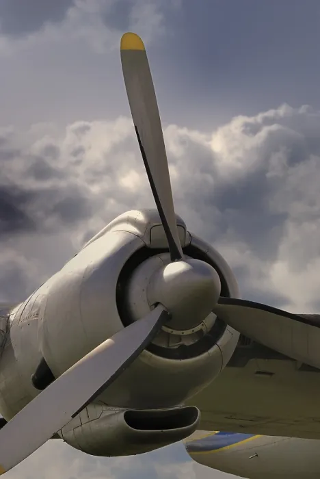 Framed Print : Vintage aircraft in stormy weather