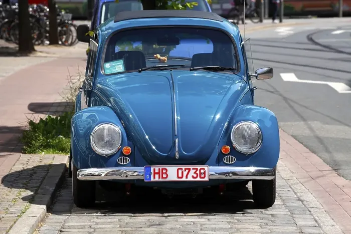 Framed Print : Vintage blue VW Beetle 1300, Germany, Europe