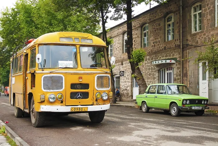 Framed Print : Vintage bus in south armenia