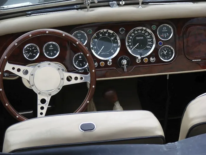 Framed Print : A vintage car cockpit view Framed Print : A vintage car cockpit view