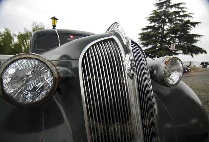 Framed Print : Vintage car in Colonia, Uruguay