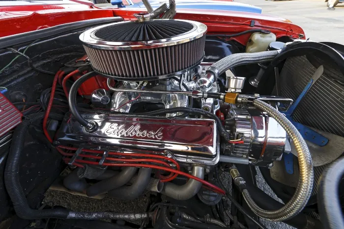 Framed Print : Vintage car engine, car show, Chateauguay