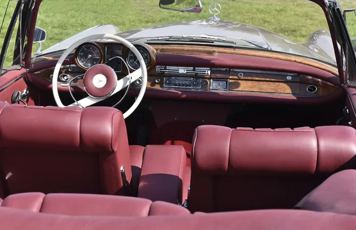 Framed Print : Vintage car, Mercedes Benz W 198 steering wheel
