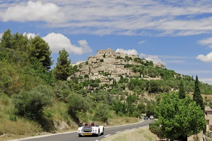 Framed Print : Vintage car on the road towards Gordes Framed Print : Vintage car on the road towards Gordes