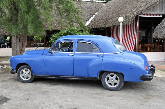 Framed Print : Vintage car shows signs of aging near Havana, Cuba