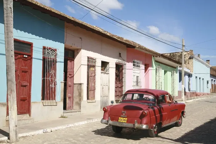 Framed Print : Vintage car on a street in Trinidad Framed Print : Vintage car on a street in Trinidad