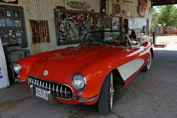 Framed Print : Vintage Chevrolet Corvette 1957 Route 66