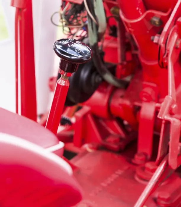 Framed Print : Vintage gear stick of an historic old-timer tractor