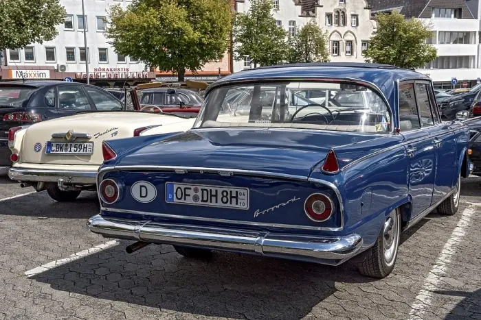 Framed Print : Vintage large Borgward P 100, sedan