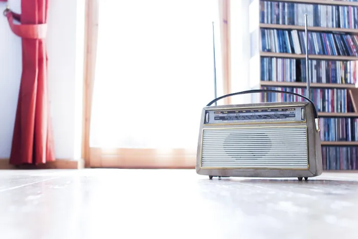 Framed Print : Vintage Radio on the floor, wood Framed Print : Vintage Radio on the floor, wood