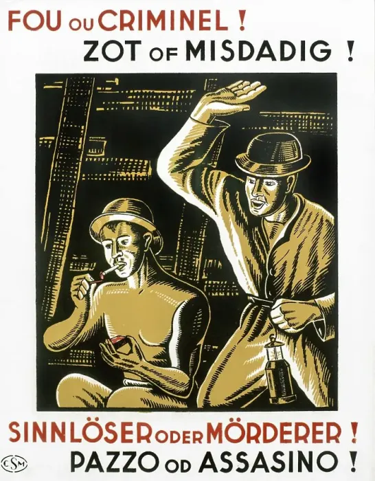 Framed Print : Vintage safety poster warning miners in Dutch