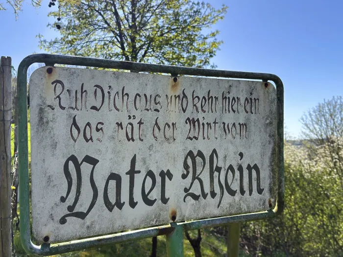 Framed Print : Vintage sign with the inscription Vater Rhein am Drachenfels in Koenigswinter Framed Print : Vintage sign with the inscription Vater Rhein am Drachenfels in Koenigswinter