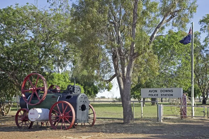 Framed Print : Vintage steam traction engine at Avon Downs police station along the Barkly Highway