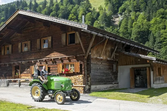 Framed Print : Vintage tractor at the Kirtag in Almdorf Eng