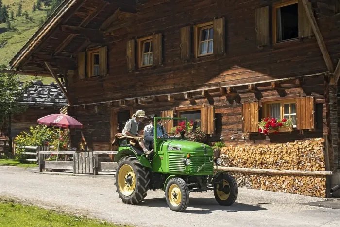 Framed Print : Vintage tractor at the Kirtag in Almdorf Eng