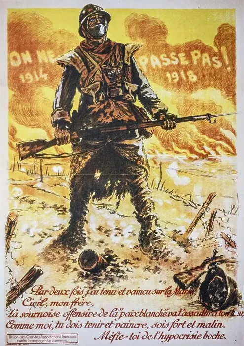 Framed Print : Vintage WWI propaganda poster showing French soldier from the First World War One defending France Framed Print : Vintage WWI propaganda poster showing French soldier from the First World War One defending France