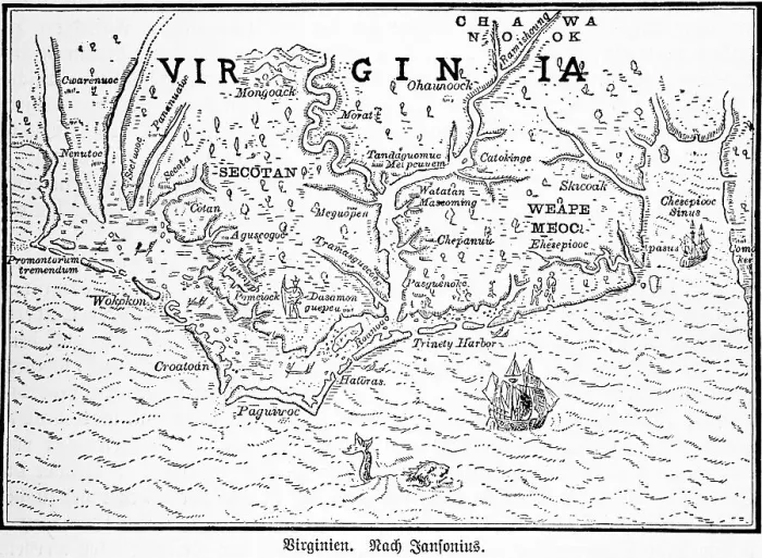 Framed Print : Virginia, New World, historical map Framed Print : Virginia, New World, historical map