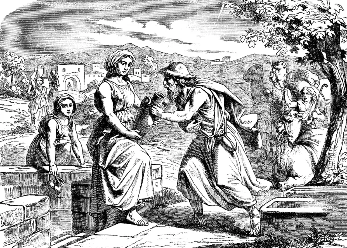 Framed Print : The virtuous Rebekah and Eliezer