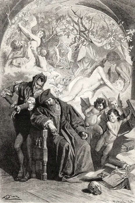 Framed Print : The vision of faust, first part of the tragic play Faust by Johann Wolfgang von Goethe