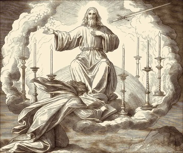 Framed Print : Vision of John on Patmos, Book of Revelation