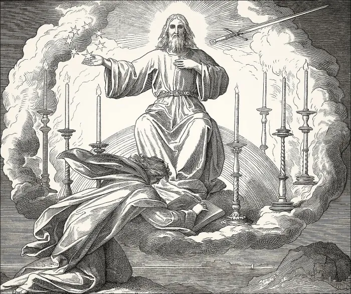 Framed Print : Vision of John on Patmos, Book of Revelation Framed Print : Vision of John on Patmos, Book of Revelation