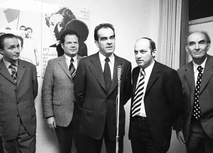 Framed Print : The visit of the head of the French Communist Party Georges Marchais to the German communists of the DKP in Essen