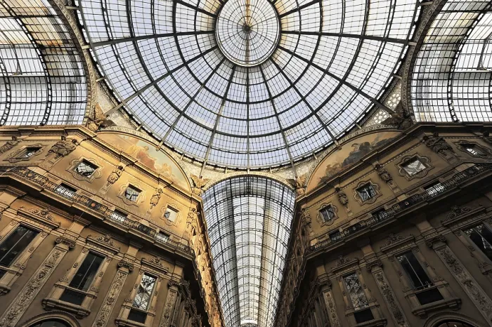 Framed Print : Vittorio Emanuele II Gallery, glass dome seen from the arcade Framed Print : Vittorio Emanuele II Gallery, glass dome seen from the arcade