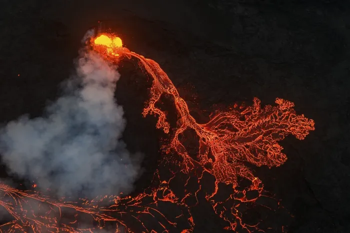 Framed Print : Volcanic eruption, lava details Framed Print : Volcanic eruption, lava details