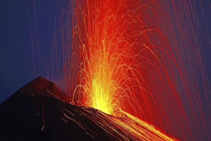 Framed Print : Volcanic eruption, Stromboli volcano Framed Print : Volcanic eruption, Stromboli volcano