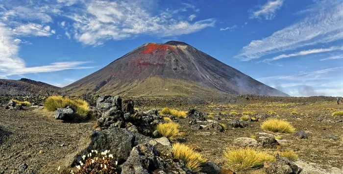 Framed Print : Volcanic landscape with the volcano Mt Ngauruhoe