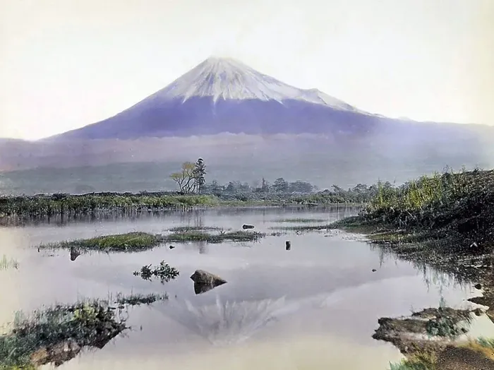 Framed Print : Volcano Fuji, Fujiyama, ca. 1870, Japan, Asia
