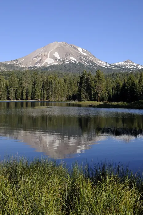 Framed Print : Volcano Lassen Peak reflected in Manzanita Lake