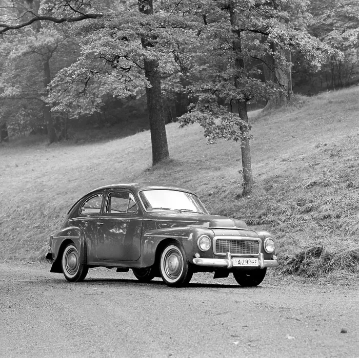 Framed Print : Volvo in the 1960s. The Volvo model PV544 and it's interior in the front seat