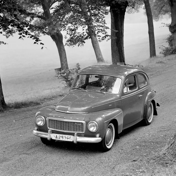 Framed Print : Volvo in the 1960s. The Volvo model PV544 and it's interior in the front seat
