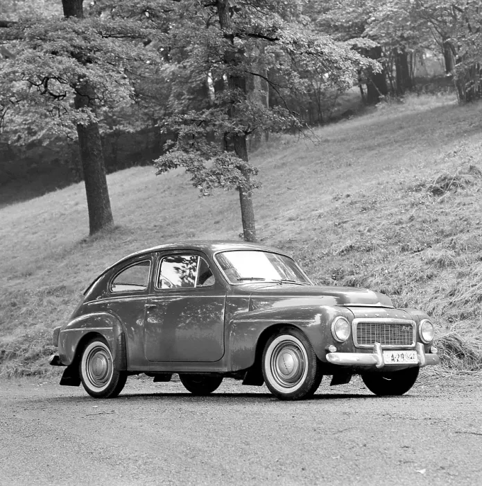 Framed Print : Volvo in the 1960s. The Volvo model PV544 and it's interior in the front seat