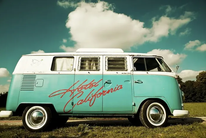 Framed Print : VW camper van, hippie bus, T1, 1960's