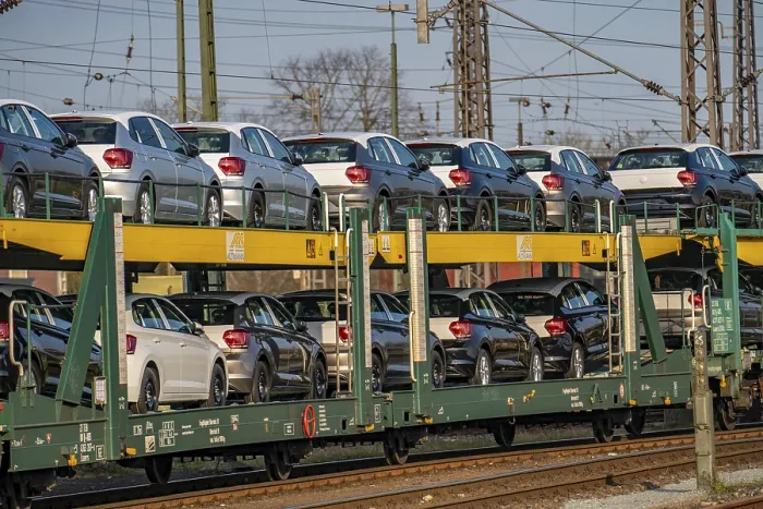 Framed Print : VW plant, Emden, new cars, car transporter