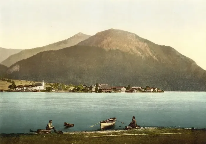 Framed Print : The Walchensee with the Herzogstand in Upper Bavaria